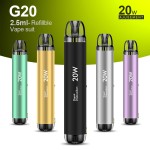 G20 penyesuaian daya perangkat Vape diisi ulang 2,5ml Cartridge dengan 5 warna